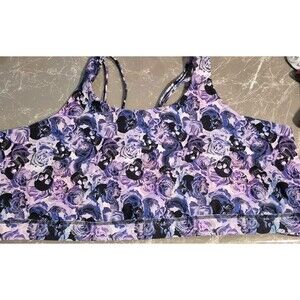 TORRID Womens Skulls Floral Wireless Twist Back Active Sports Bra,Size 6